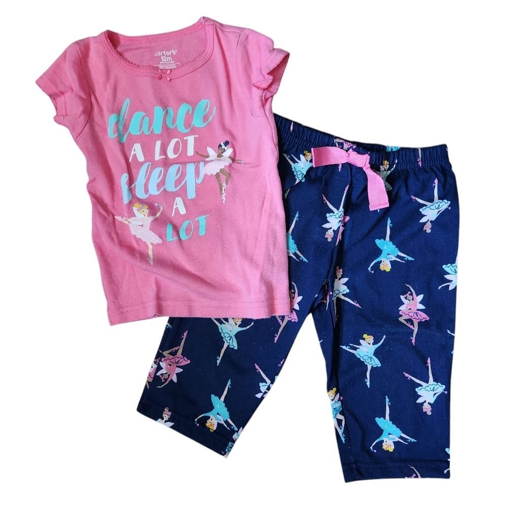 Carter's Girls 2-piece Dancer Short Sleeve Top/Bottoms Pajama Set 12 Months
